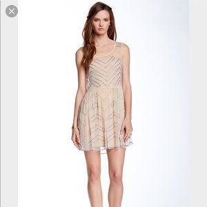Free People Soft Peach Sheer Embellished Slip XS