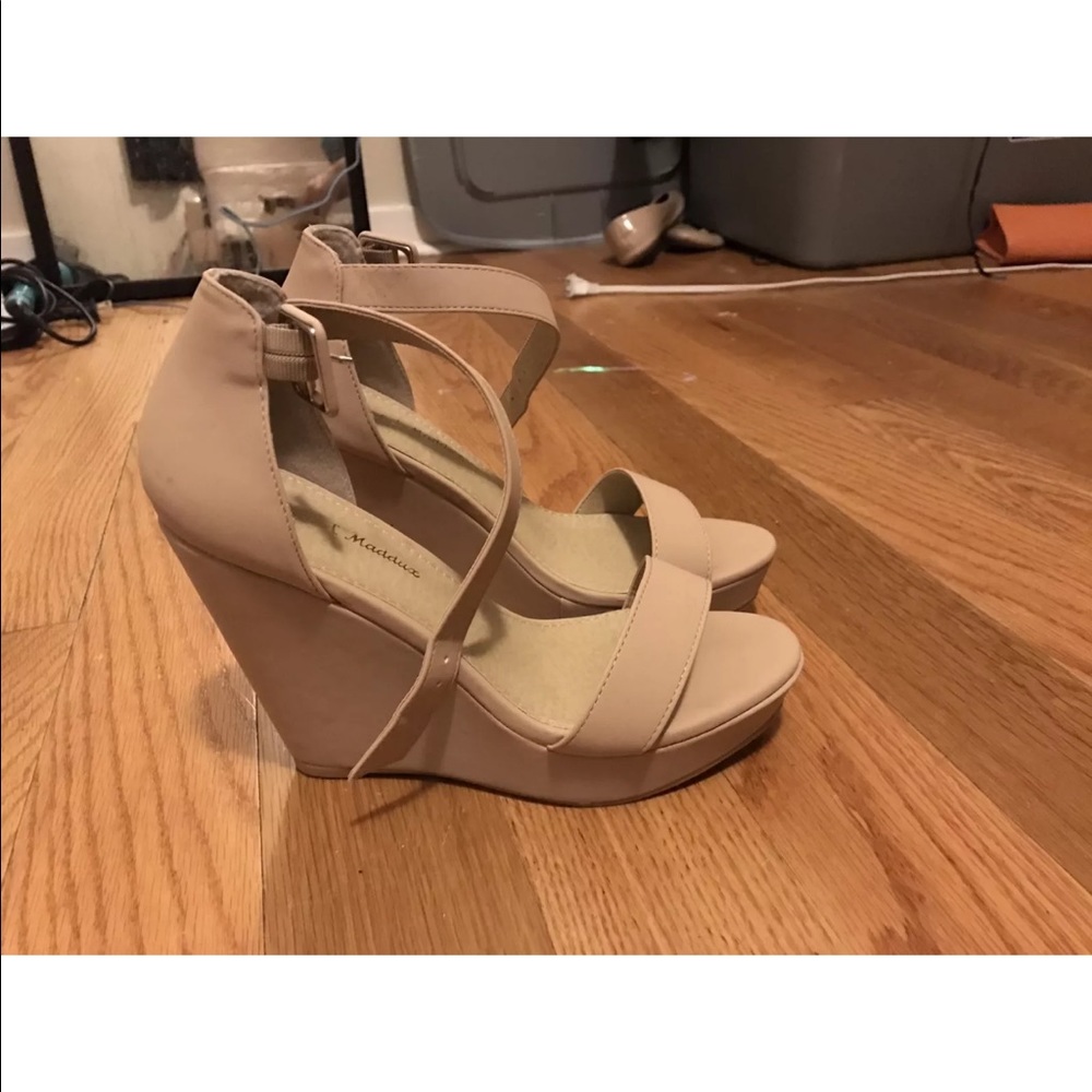 Nude platform wedges