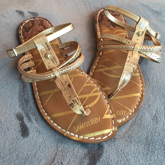 Sam & Libby Shoes - Tan and Gold Sandals