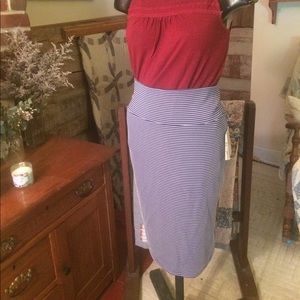 LuLaRoe Cassie Skirt- Blue and White Stripe
