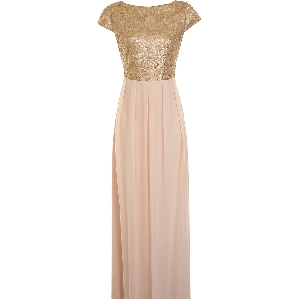 NWT London Dress Company - Jade Dress in Nude/Gold