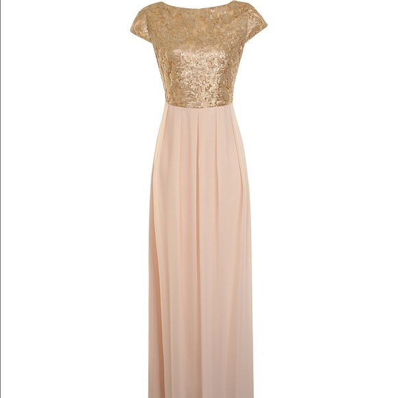 NWT London Dress Company - Jade Dress in Nude/Gold - Picture 1 of 5