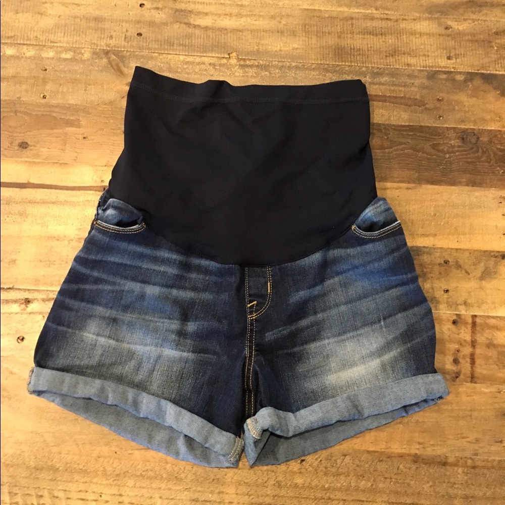 Denim maternity shorts