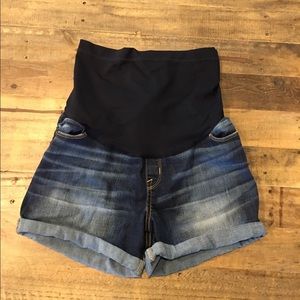 Denim maternity shorts