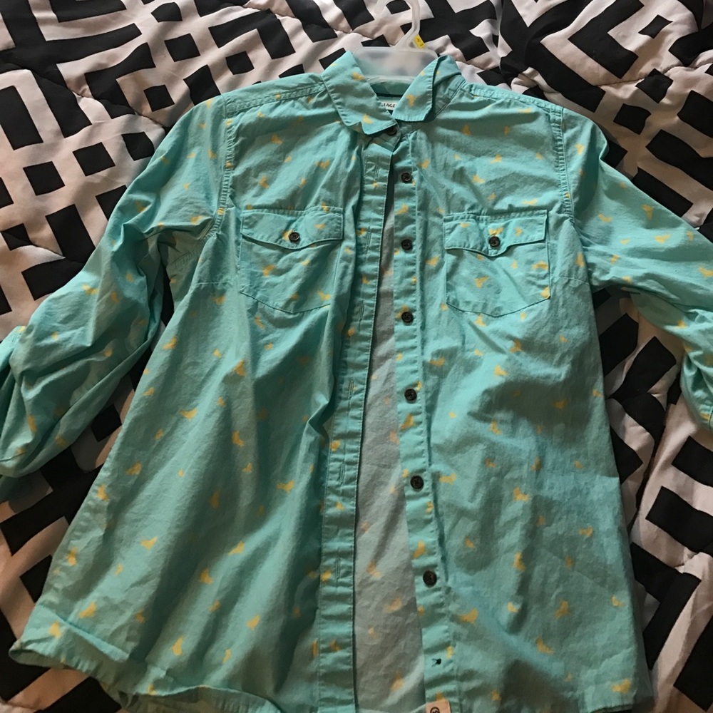 Teal button down