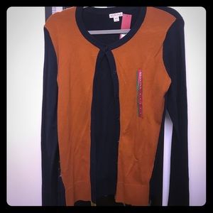 Orange/Navy Merona Cardigan, size M