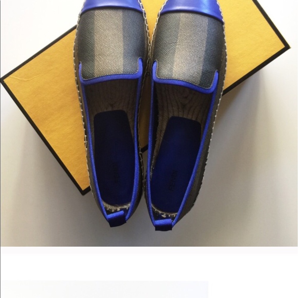 New Authentic Fendi espadrilles royal blue trim