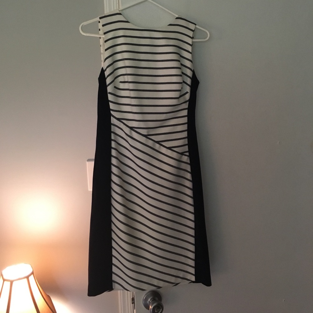 Navy and white cocktail dress