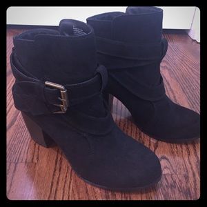 NWOT- American Eagle Black Suede Booties. Size 8.