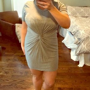 Grey form fitting T-shirt dress or long shirt