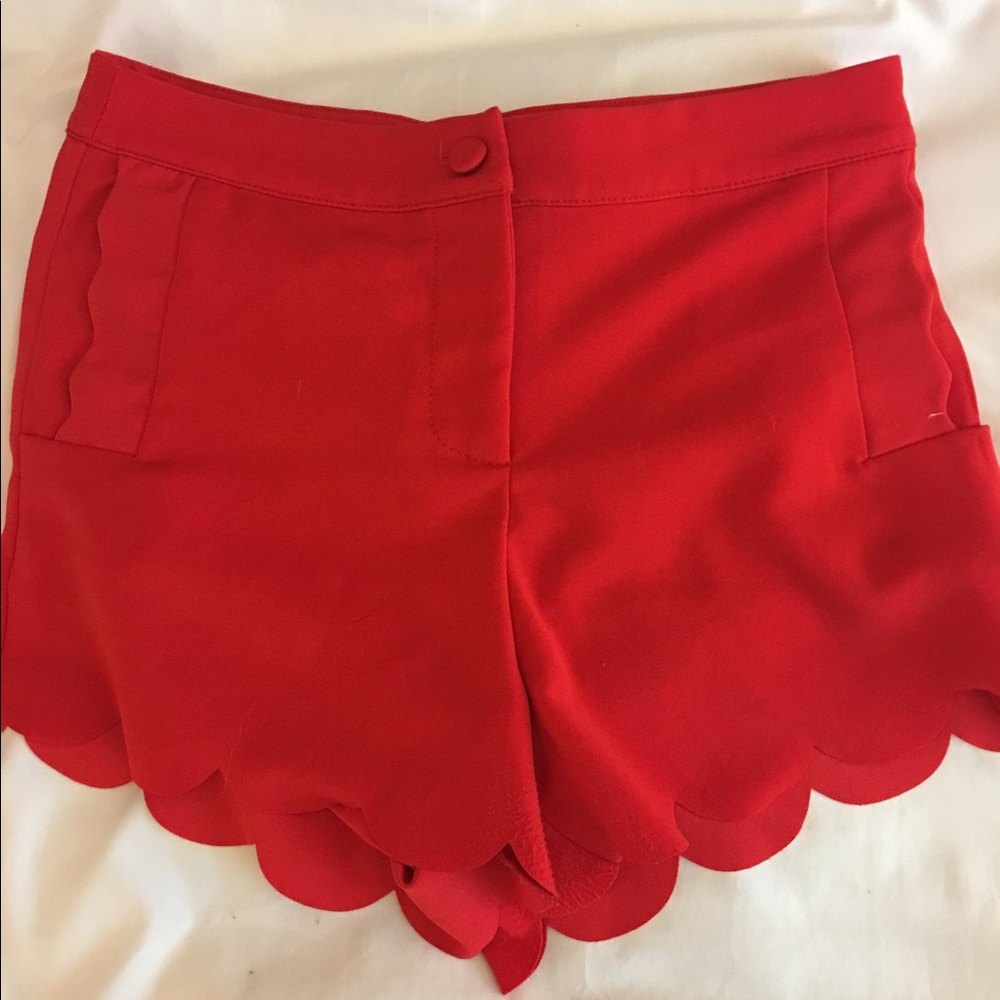 Red Scalloped Shorts
