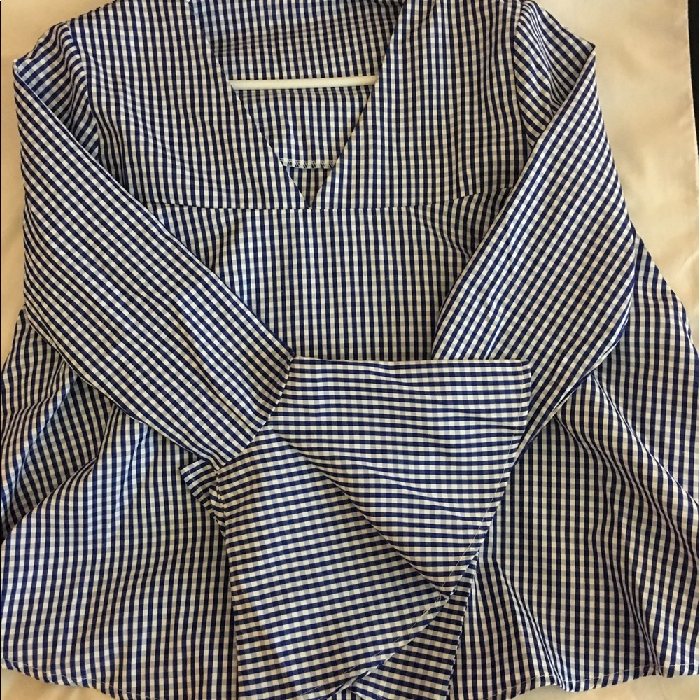 Blue and White Gingham Top