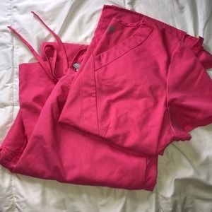 Bright pink Greys Anatomy scrub set