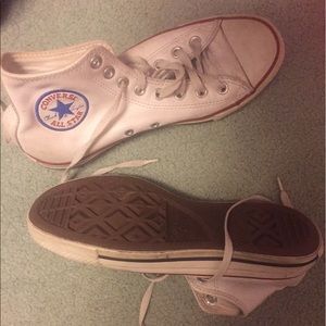 vintage White Leather High Top Converse