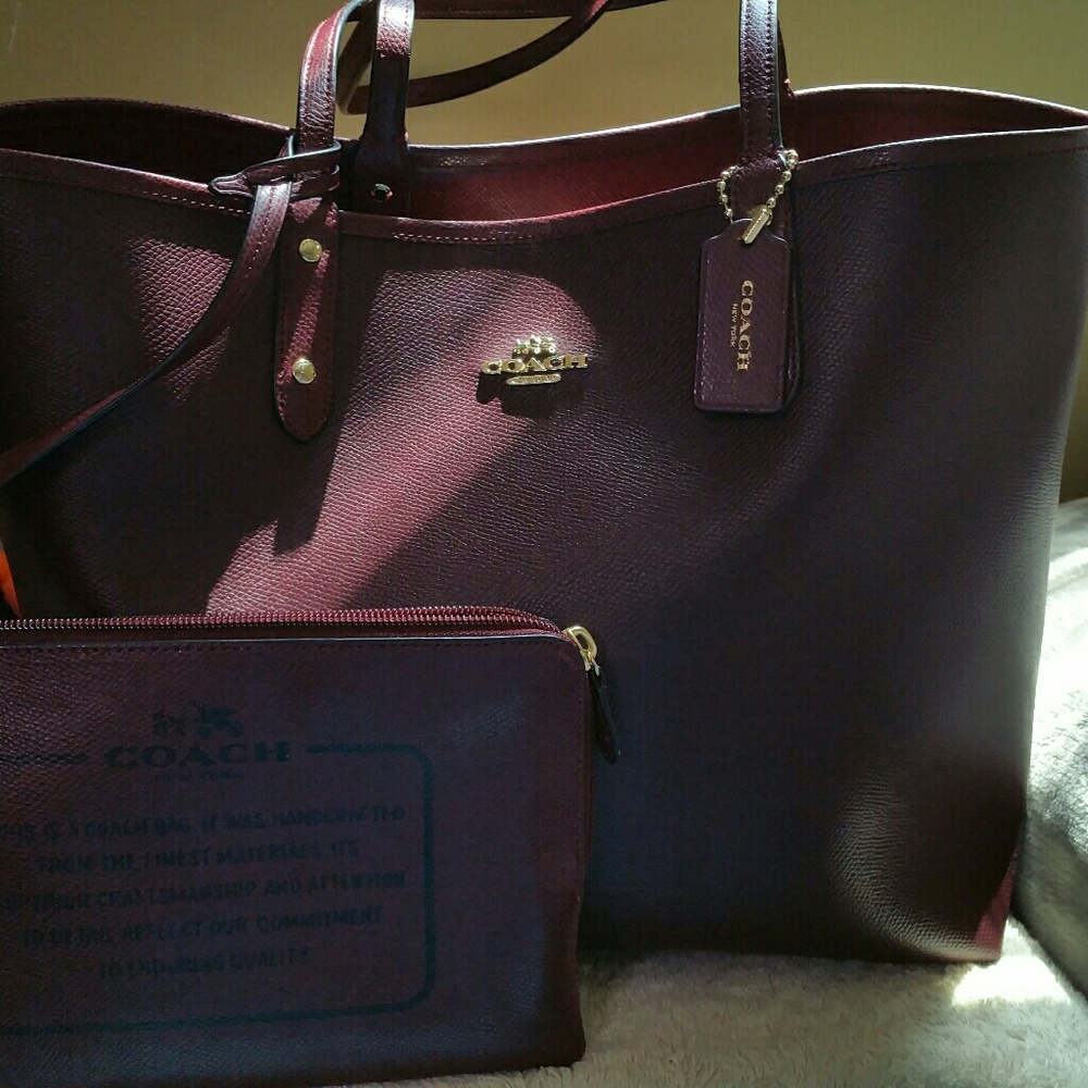 SOLD - Coach Leather Reversible Tote
