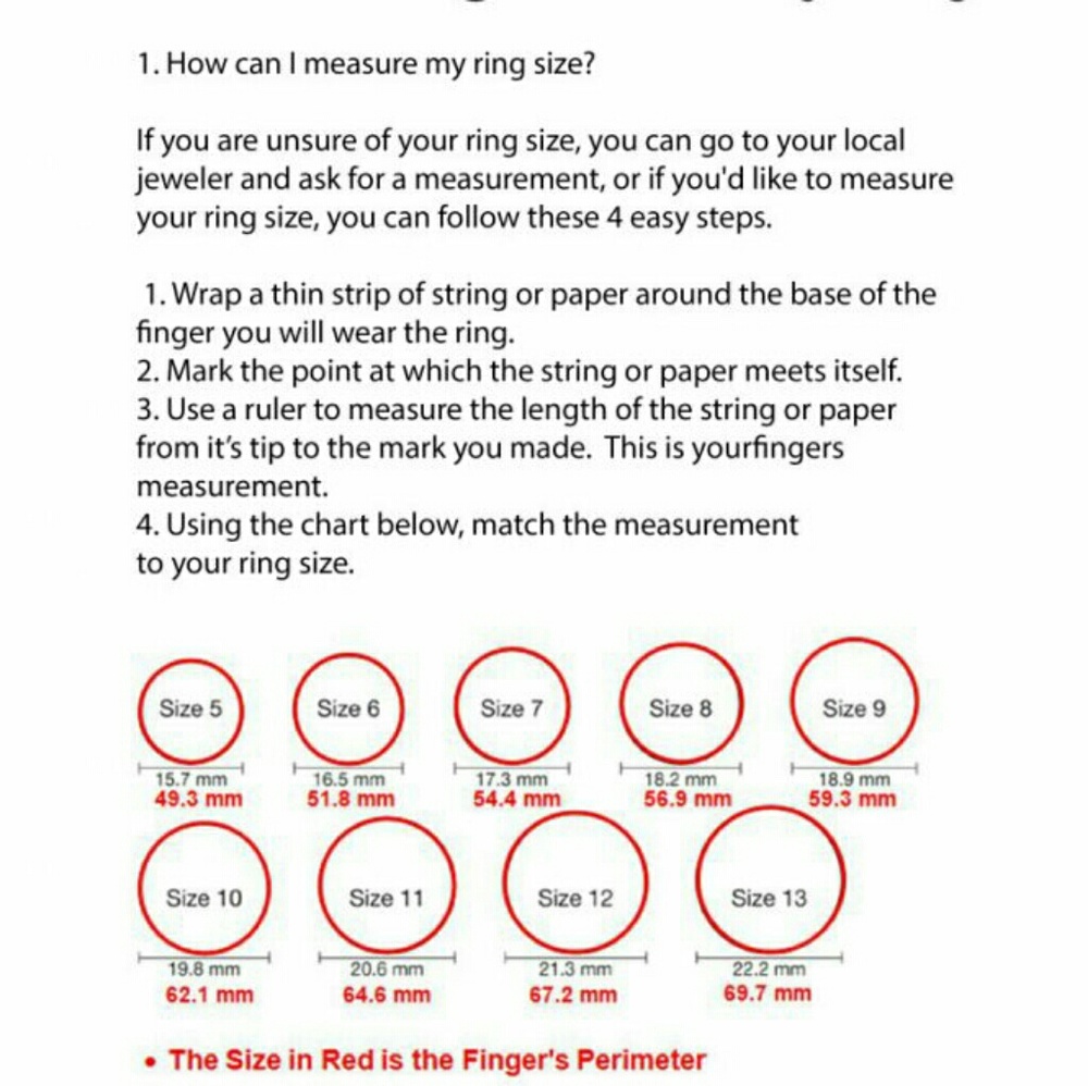 Ring sizing chart