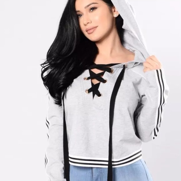 Fashion Nova Tops - Fashion Nova Women's Lace Up Hoodie