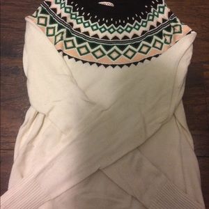 Tan, green and black sweater