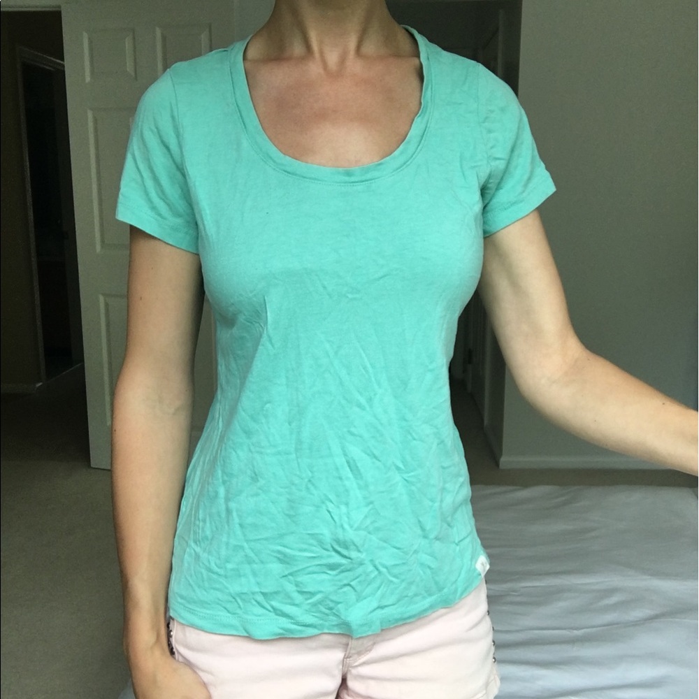 Teal cap sleeve shirt