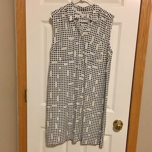 GAP Sleeveless White and Navy Polka Dot Dress