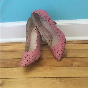 Gorgeously tooled, pink leather heels