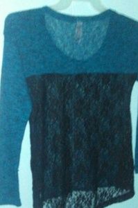 Lace back blue front light mod length slave shirt