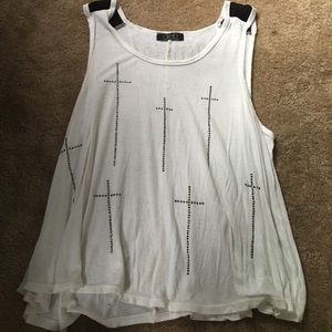 White tank top with gem cross pattern