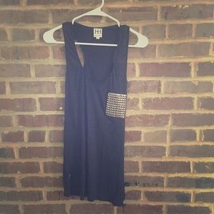 Haute Hippe Studded Faux Pocket Tank Top