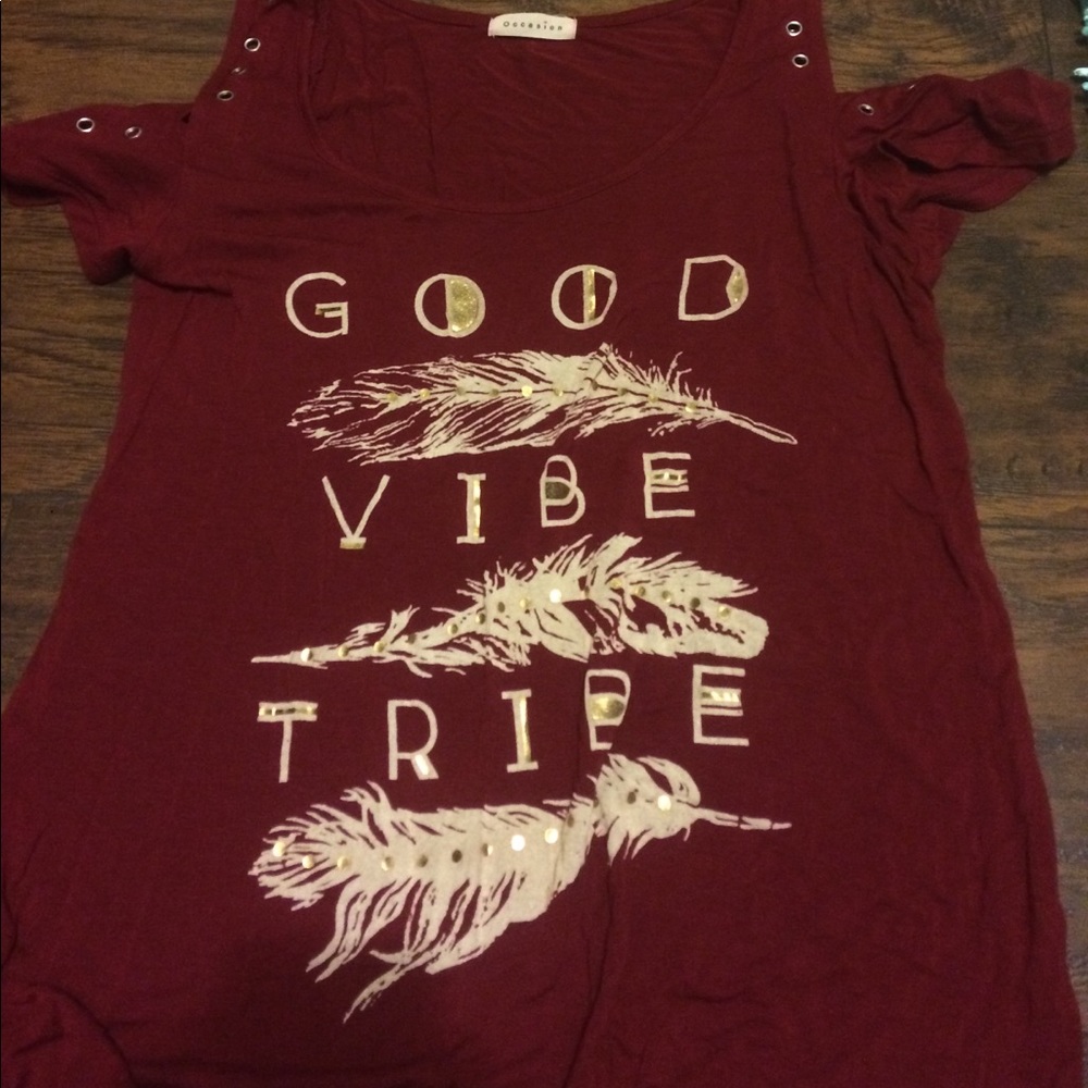 Red short sleeved shirt