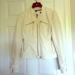 NWOT White Leather Motorcycle Jacket