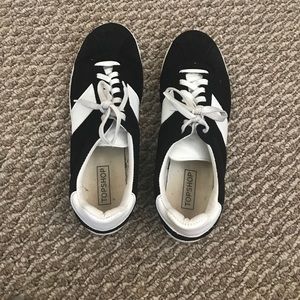 Top shop black and white strip shoes