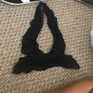 Black lace halter bra