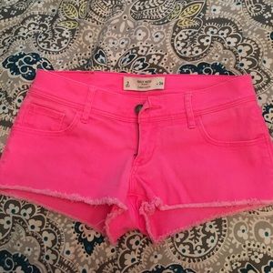 Neon pink demin cheeky shorts