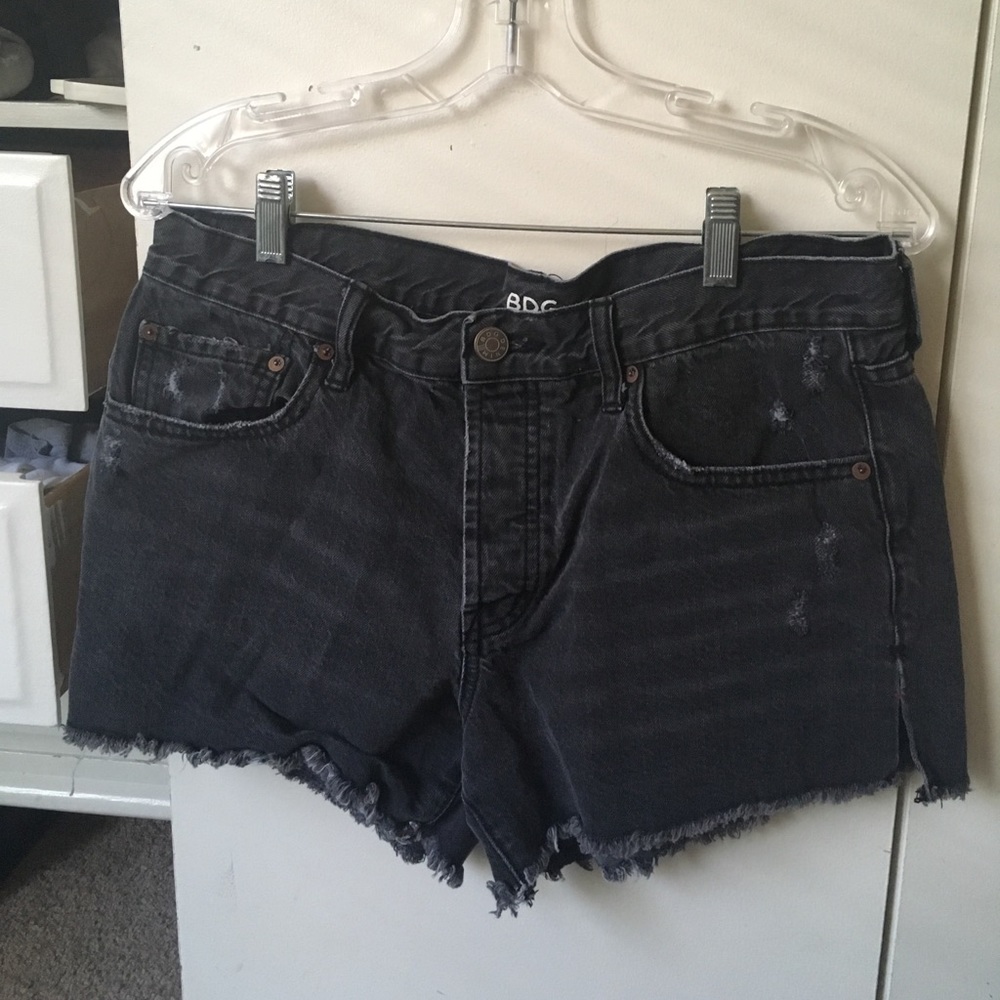 Distressed charcoal shorts