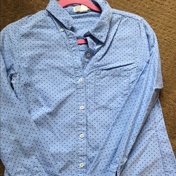 Blue polka dot button down - Picture 1 of 2