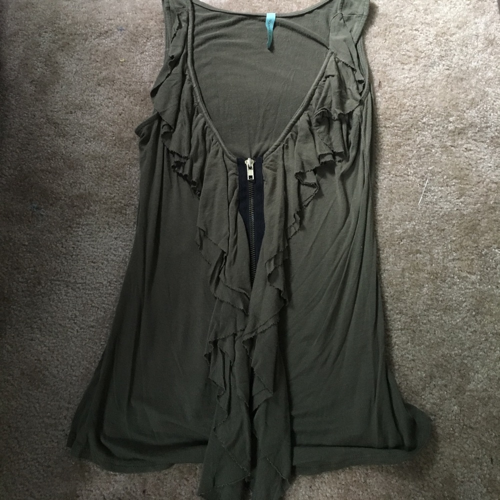 Olive green zippered tank top