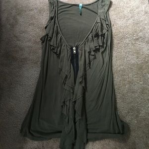 Olive green zippered tank top