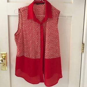 Chiffon half chevron tank top