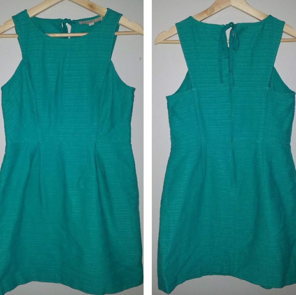 Loft Teal Textured Sleeveless Dress