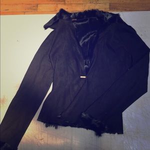 Donna Karan leather shearling