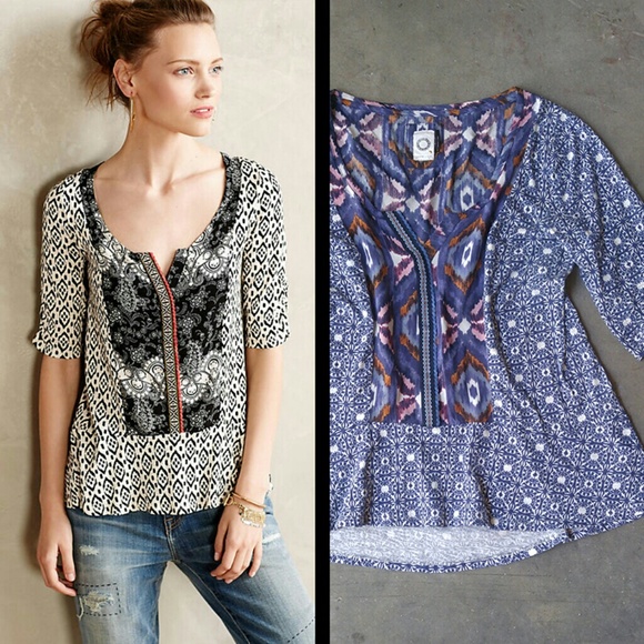 Anthropologie Tops - Anthropologie Akemi + Kin Splitneck Ikat Tee