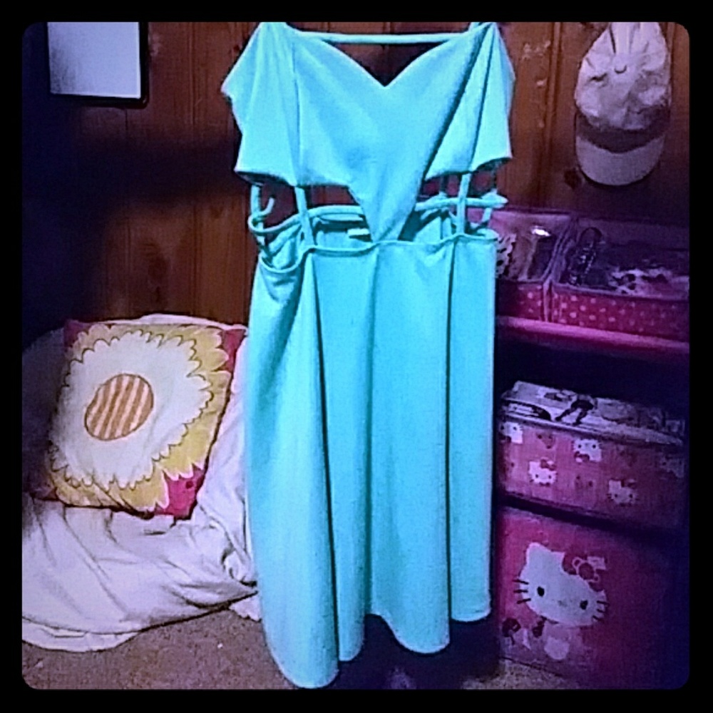 Backless Turquoise Dress