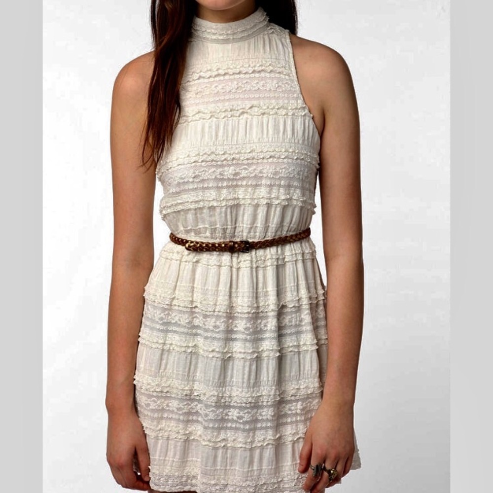 Urban Outfitters High-Neck White Lace Dress