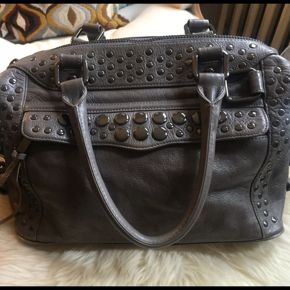 AUTHENTIC Rebecca Minkoff MAB grey studded handbag