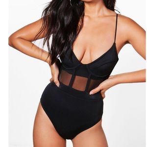 Black caged leotard