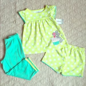 2T Carters Three Piece Polka Dot Pajama Set NWT