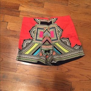 High rise patterned shorts