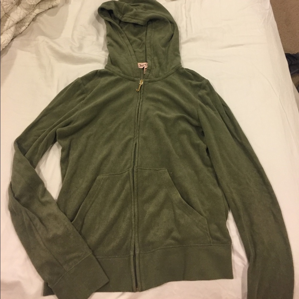 Juicy couture green terrycloth zip up sweatshirt