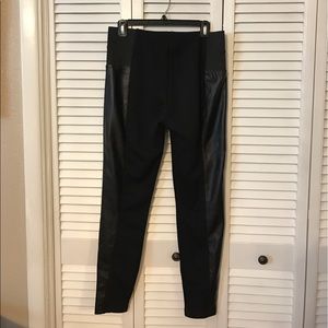 Black Leggings Faux Leather trim and gold zippers