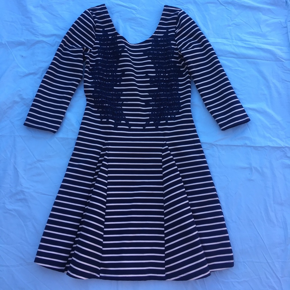 Striped 3/4 Sleeve Dress
